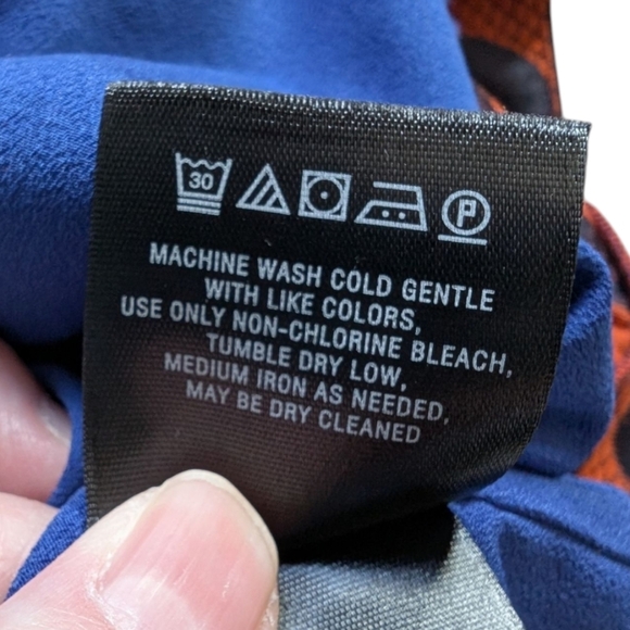 Anthropologie Maeve Rokin Dress Criss-Cross back Orange Navy Polkadots Women's 6 - Picture 13 of 16